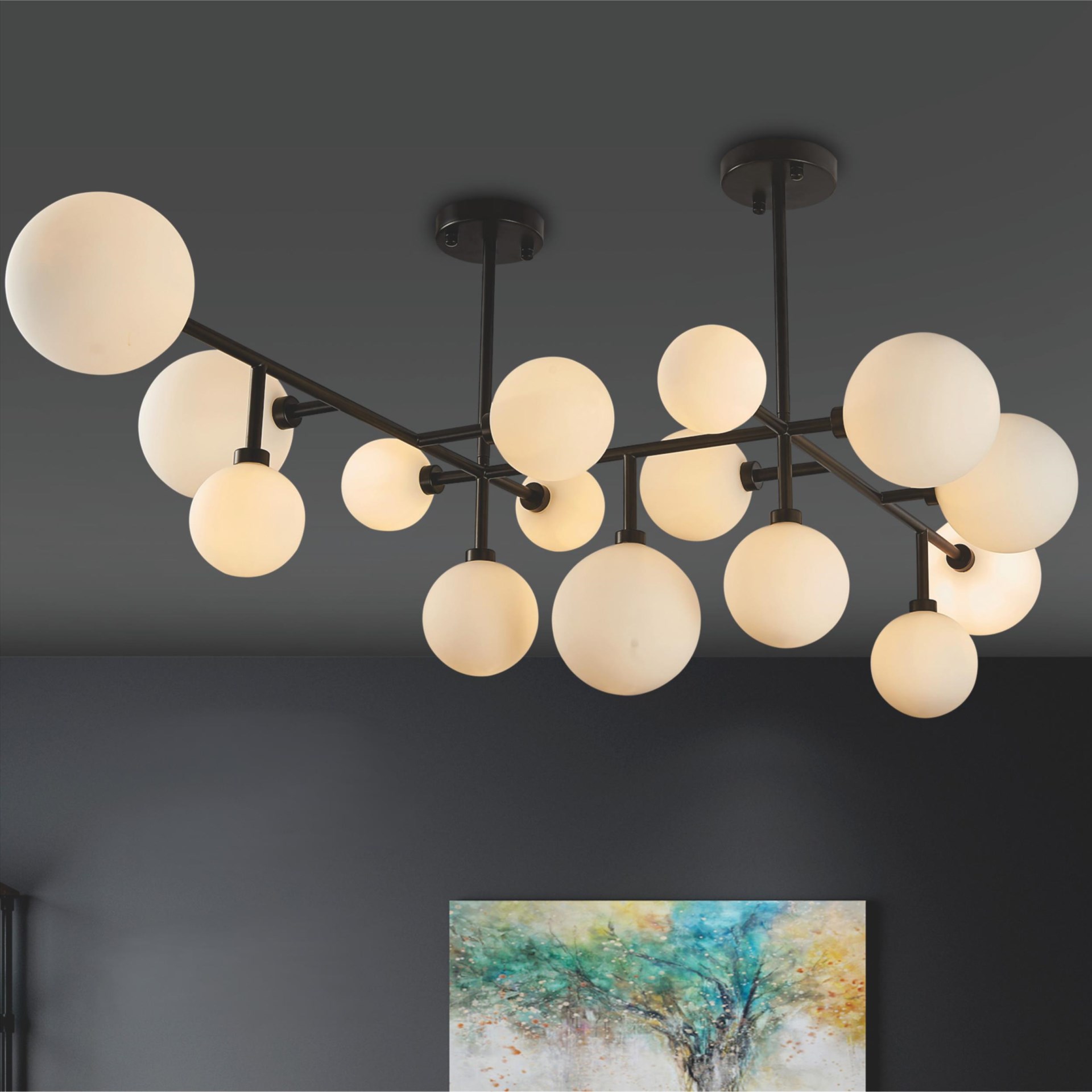 Oscar 現代珠光半吸頂燈 金/黑