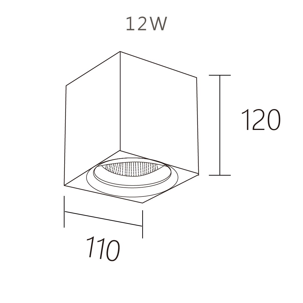 LED 12W/20W/30W 方形筒燈 白/黑
