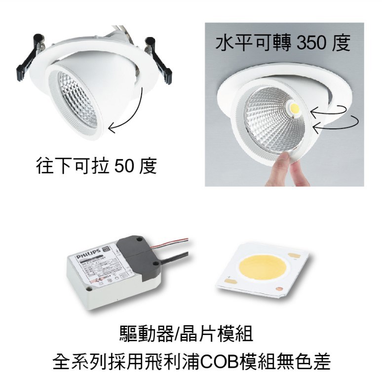 崁孔 15.5cm LED 30W 挑高伸縮崁燈