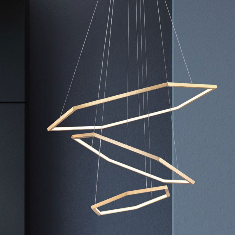 Lune 長六角三環吊燈