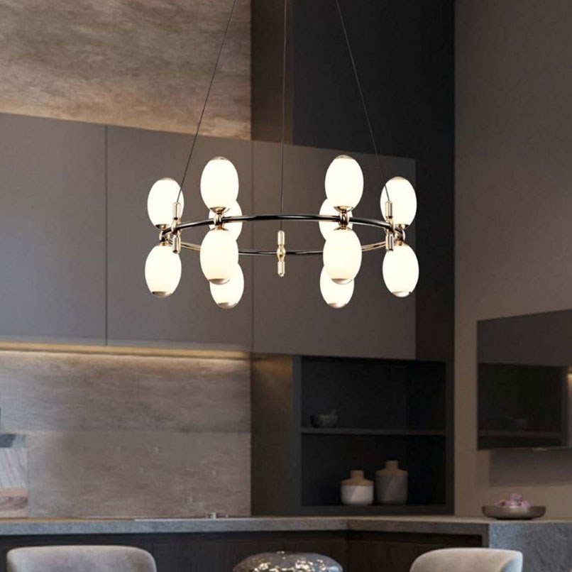 Aubry 雙層卵石圓吊燈