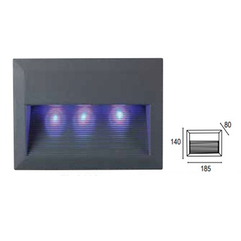 預埋盒170x130X85 LED 3W 藍光/3000K黃光 戶外壁燈(崁入式) IP55