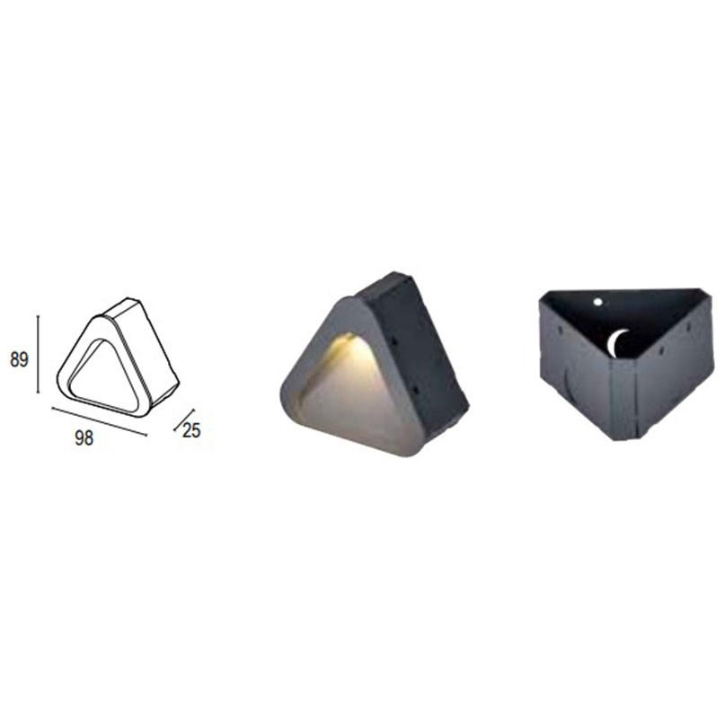 預埋盒98x89x25 LED 3W 3000K 戶外壁燈(崁入式) 三角