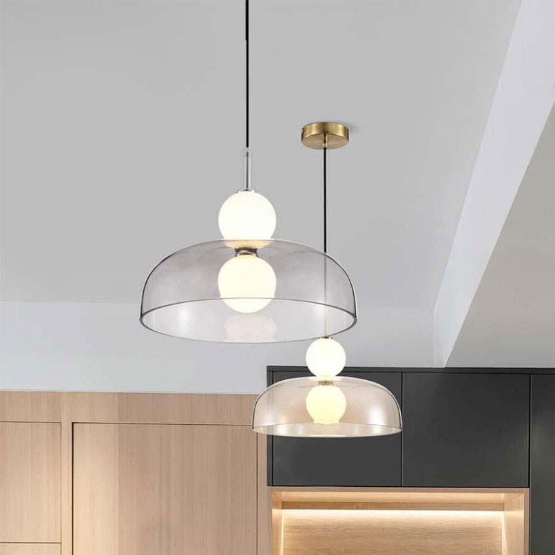 Hanes 珍珠玻璃盅吊燈 煙灰/琥珀