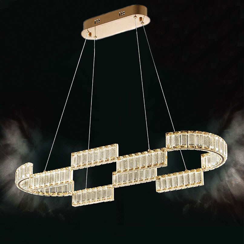 Carousel 菱格梯階橢圓水晶吊燈(調光調色)