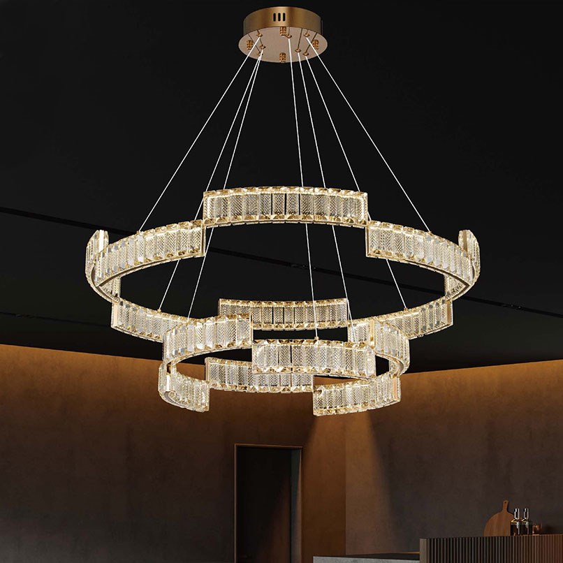 whirling 菱格梯階圓形水晶吊燈(調光調色)