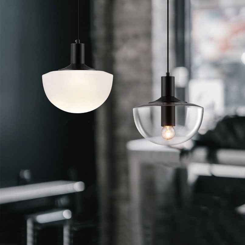 Lima 芎頂熏夕吊燈 奶白/清玻