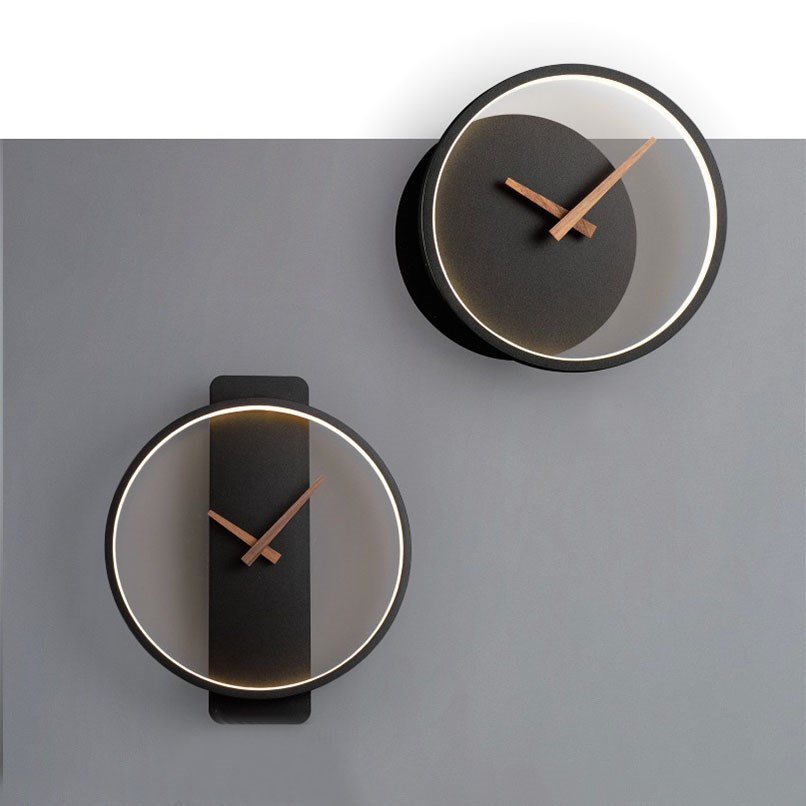 Basia 胡桃時鐘壁燈 方影/圓影