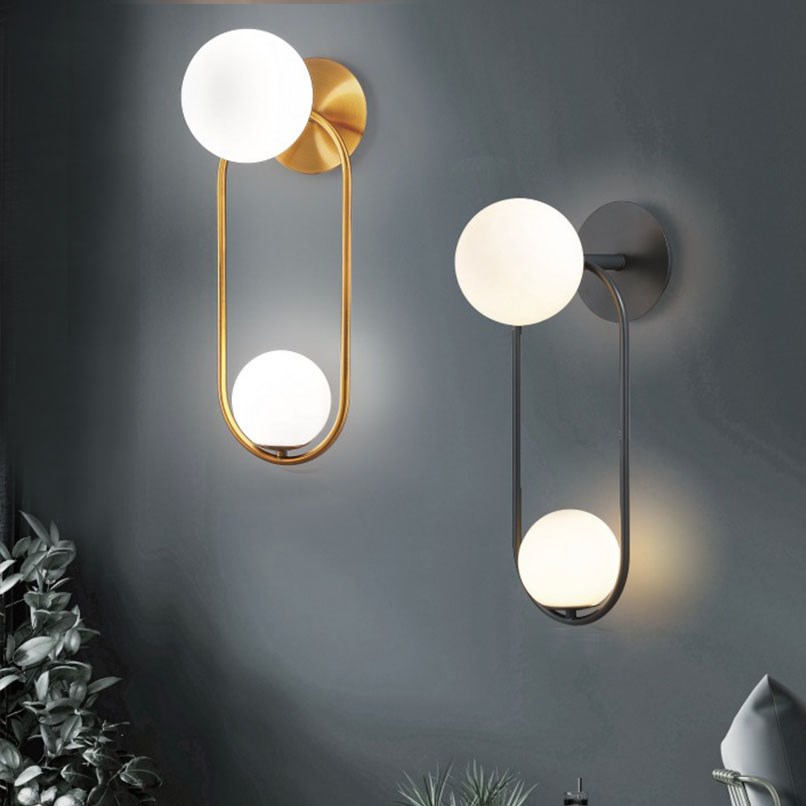 Andaz 圓軌雙玉壁燈 金/黑