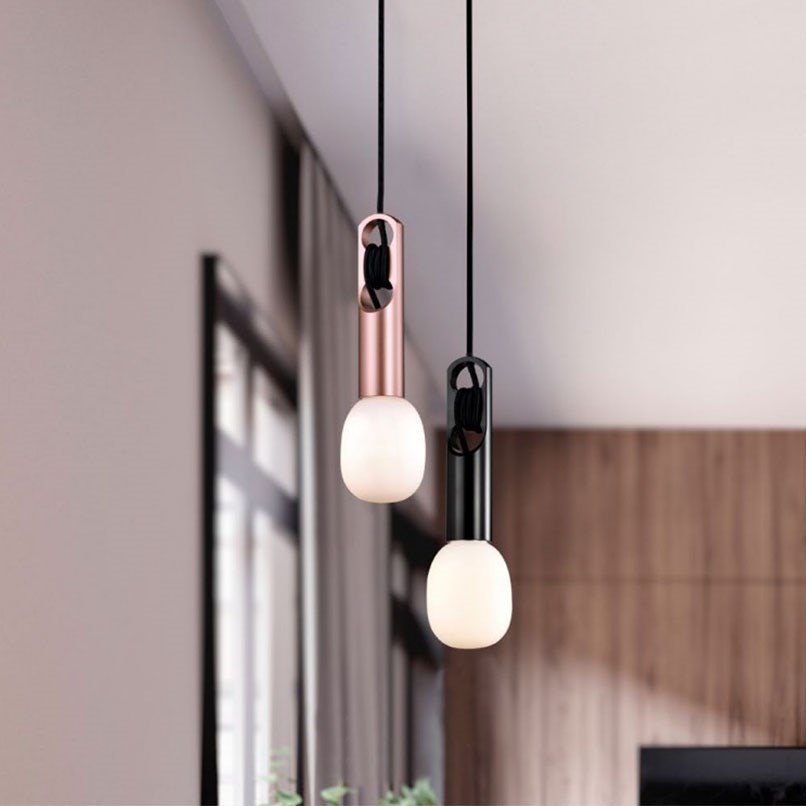 Kali 提石霧紋吊燈 玫瑰金/黑