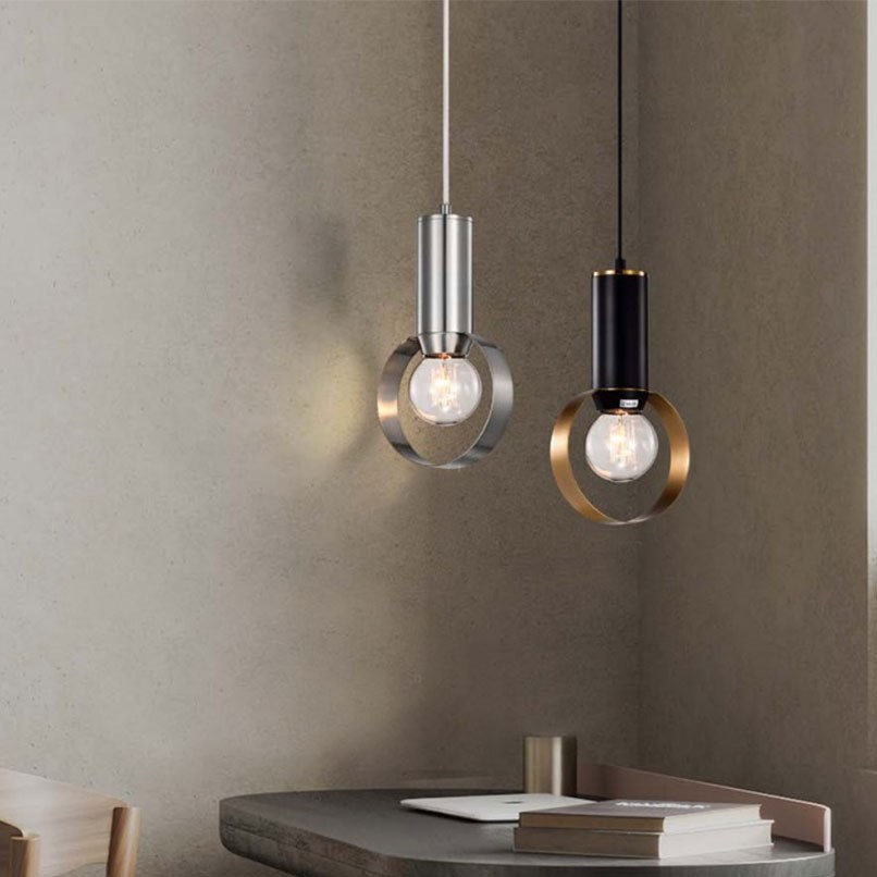 Soji 直筒鋁環吊燈 銀/黑金