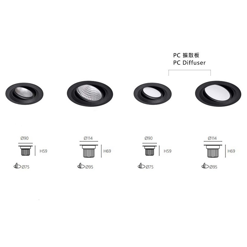 崁孔 7.5/9.5cm 可調角 36度聚光/120散光崁燈