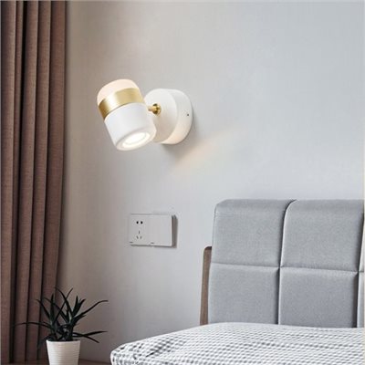 現代簡約 圓柱金邊 壁燈 白