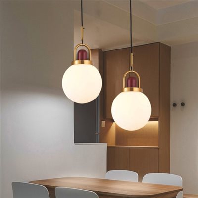 Sphere 酒紅木藝壺鈴吊燈