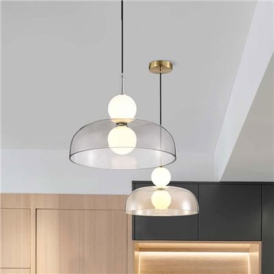 Hanes 珍珠玻璃盅吊燈 煙灰/琥珀