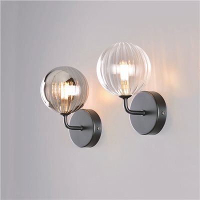 Wat 弧紋水光壁燈 煙灰/清光