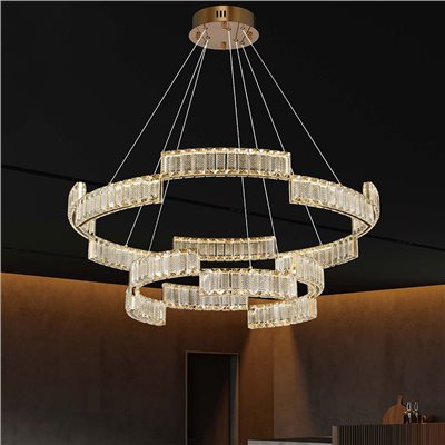 whirling 菱格梯階圓形水晶吊燈(調光調色)