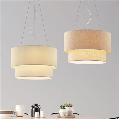 Vila 雙層奶油布罩吊燈 一般/麻紋