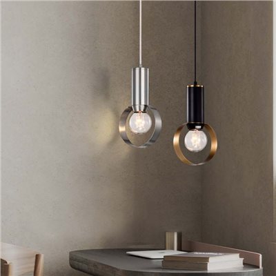 Soji 直筒鋁環吊燈 銀/黑金