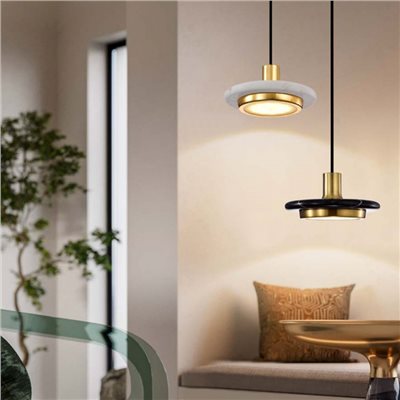 Marble 大理石扁筒吊燈 白/黑